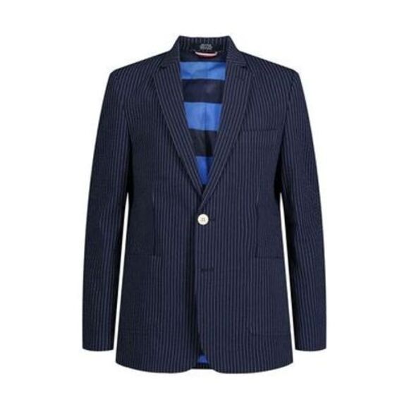 Tommy Hilfiger Big Boys Mazarine Blue Seersucker‎ Stripe Suit Jacket Size 12